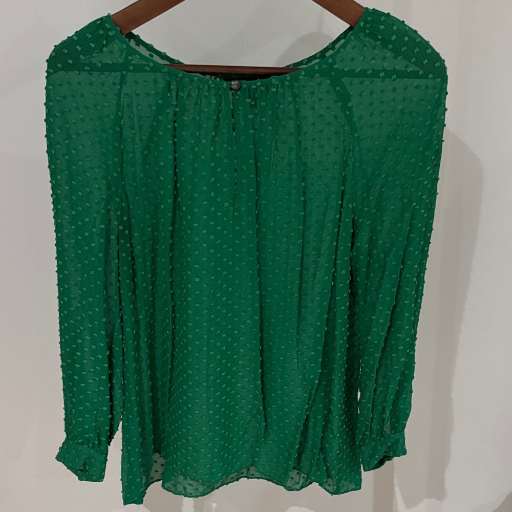 J. Crew Vibrant Green Textured Blouse
